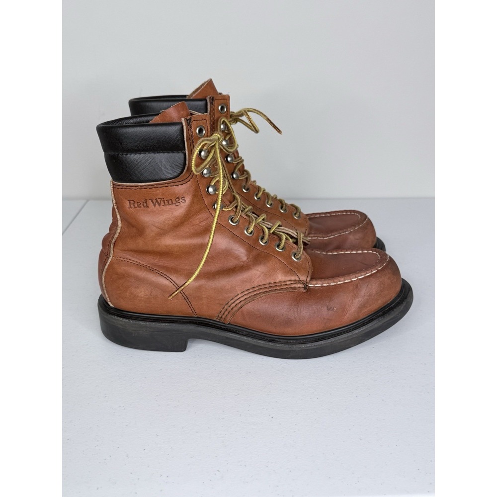 Vintage Red Wings 404 Style Men's Moc Toe SuperSole Leather Boots Size: 8 EE